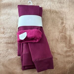 Plum Velvet-Lined Tights/ Leggings